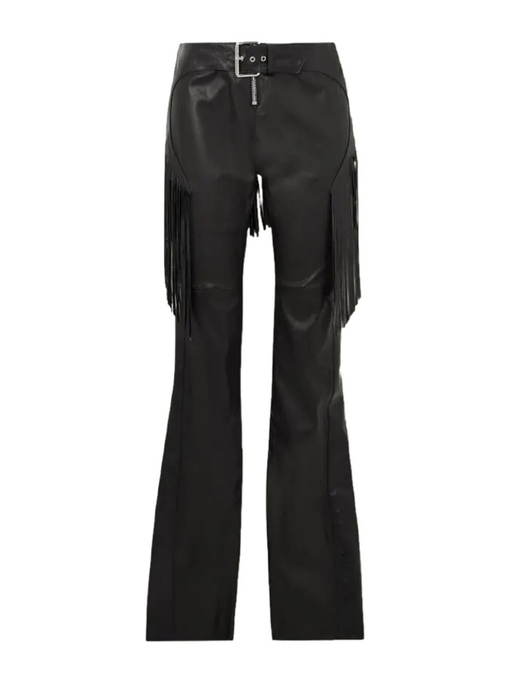 Versace Black Fringe Leather Pants Size 36 NWT